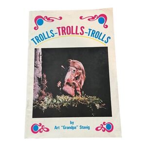 Trolls Trolls Trolls Book Art Grandpa Stavig Vintage Norwegian Folklore 1979 HTF